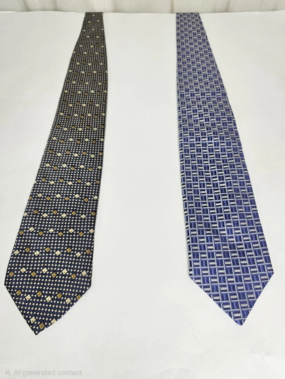 100% Silk Tie Bundle Of 2 Navy and Blue Patterned Men's Ties Office Professional